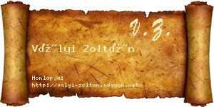 Vályi Zoltán névjegykártya
